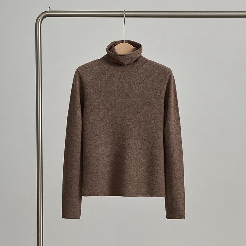 

Женский шерстяной свитер с высоким воротником - элегантный, теплый топ на осень/зиму L for 125 jin кофейный