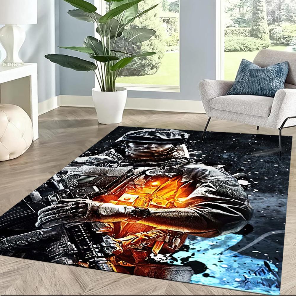Cyberpunk Soldier Combat Square rugs are a great choice for living rooms, bedrooms, home décor, and as gifts.