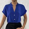 YYFS Women's Fashion Casual Summer Solid Color Print Short Sleeve V-Neck Blouses & Shirts
