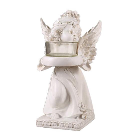 yangyizhi Little Angel Candle Holder, Resin Decorative Guardian Tea Light Retro Cherub Sculpture for Home Church Wedding Decor