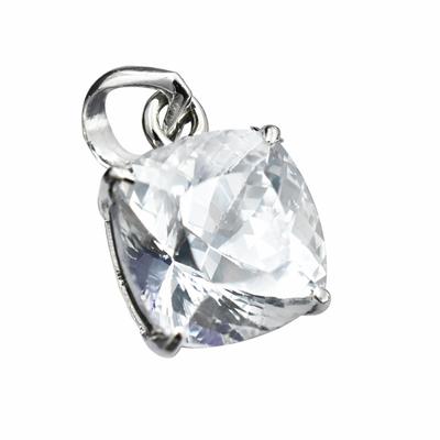 30.74 Ct Natural White Sapphire Pendant Square Cut 925 Sterling Jewelry For Her