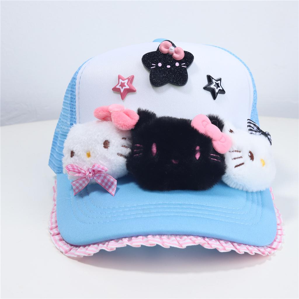 2025 new cute kitten bow cap children y2k Yabi wind show face small breathable baseball cap