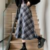Dámská midi sukně s vysokým pasem áčkového střihu vlněná sukně kostkovaný vzor zeštíhlující sukně do půli lýtek denní domácí streetové oblečení