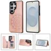 Emboss Flower Magnetic Cards Solt Wallet Leather Phone Case for Samsung A56 A36 A16 S26 Ultra Edge S25 Plus S24  FE S23 Cover