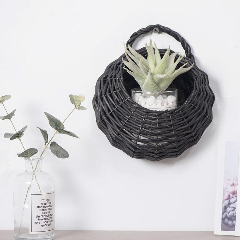 Rattan Flower Basket Willow Wall Hanging Flower Pot Creative Hand Woven Hanging Flower Basket Storage Basket Succulent Wall Hanging Flower Pot