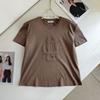 Nanyou Women's Retro Embroidered Round Neck Short Sleeve T-shirt