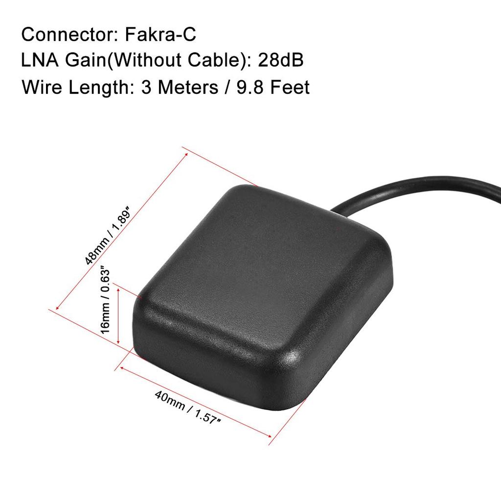 uxcell GPS Active Antenna Fakra-C Plug 28dB Antenna Connector Cable with Magnetic Mount 3M Wire