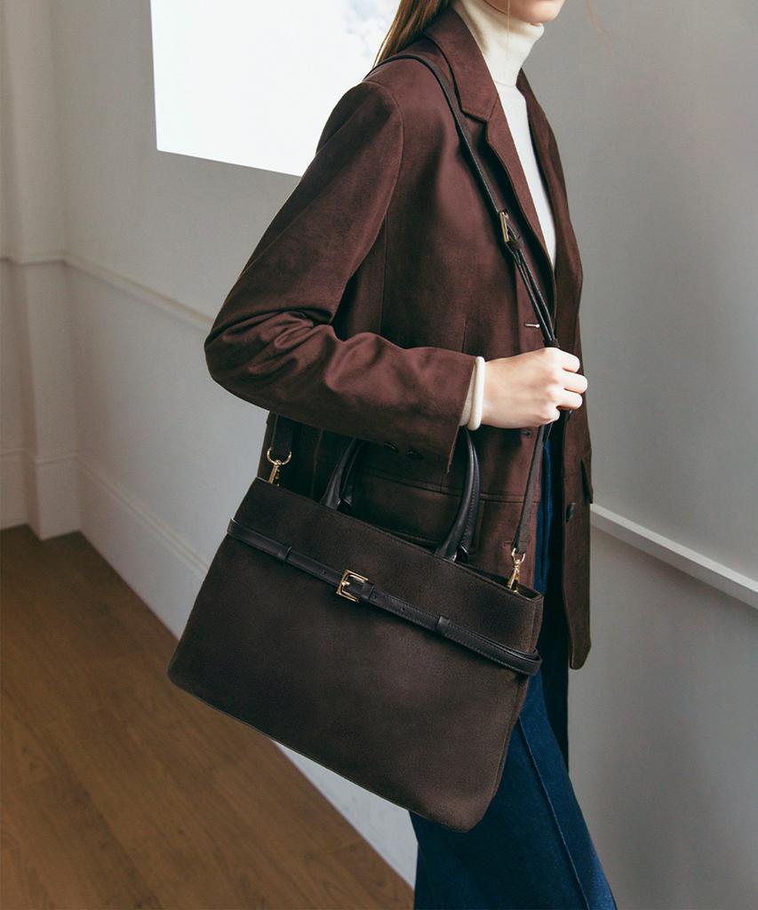 Clave Luna Suede Dark Brown Tote Bag