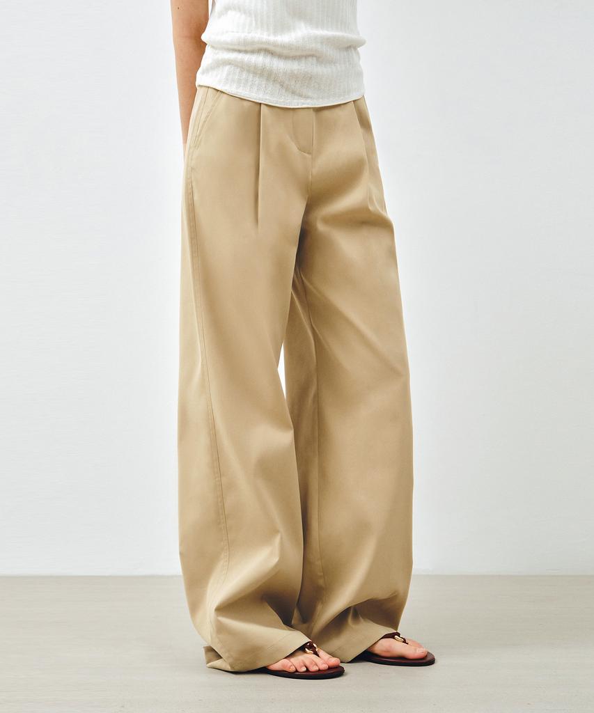 MONGDOL Essential One-Tuck Wide Pants Beige Mdpt049Beige