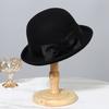 2025 New Winter Curl Brim Wool Fedora Hats For Women Elegant Bow Flower bucket hat Hat Vintage Formal Fascinator Cap Mujer