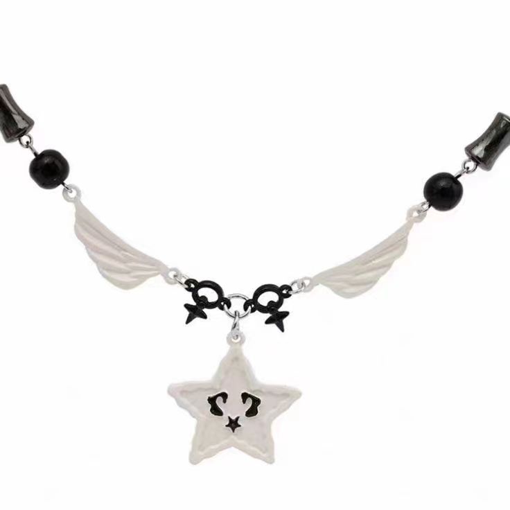 Park Jae-fan Same Lucky Star Smiley Face Necklace Male Niche Design Sense National Tide Hip Hop Rap Heavy Industry Design Sense Female