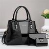 Luxury Quality 3Piece Set Handbags Ladies Bags for  Women Patent Leather Stone Pattern Ladies Shoulder Cross Body Bags