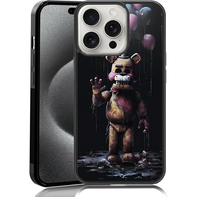 Black Cute FNAF Phone Case Fit for iPhone XR, TPU Shockproof Protective iPhone Case Horror Five Nights Video Game Phone Cover Gift for Boy Girl Men