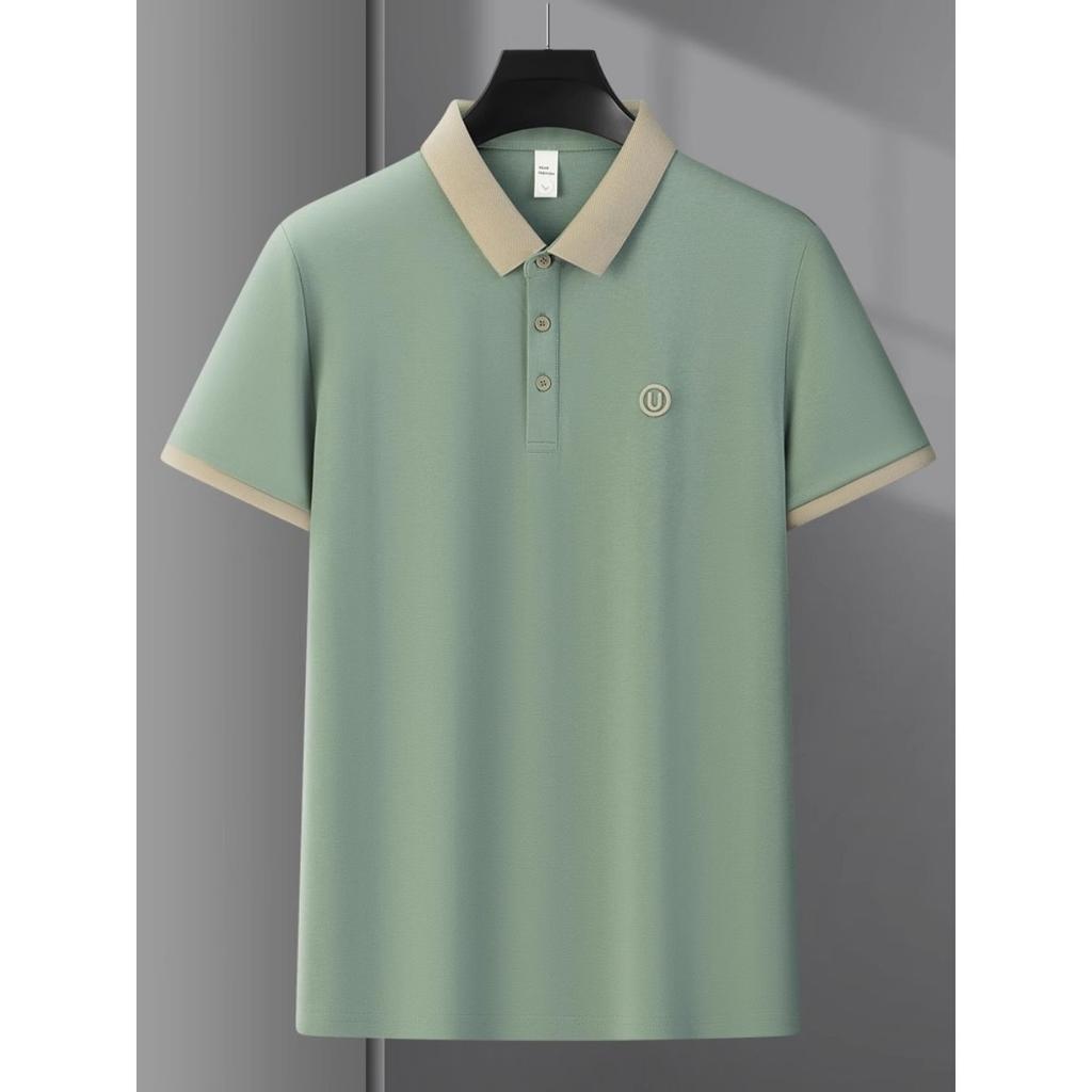 Men's Casual Shirt - Short Sleeved Summer Top, Ribbed Collar and Cuffs Design, Breathable Elastic Fabric, Regular Fit