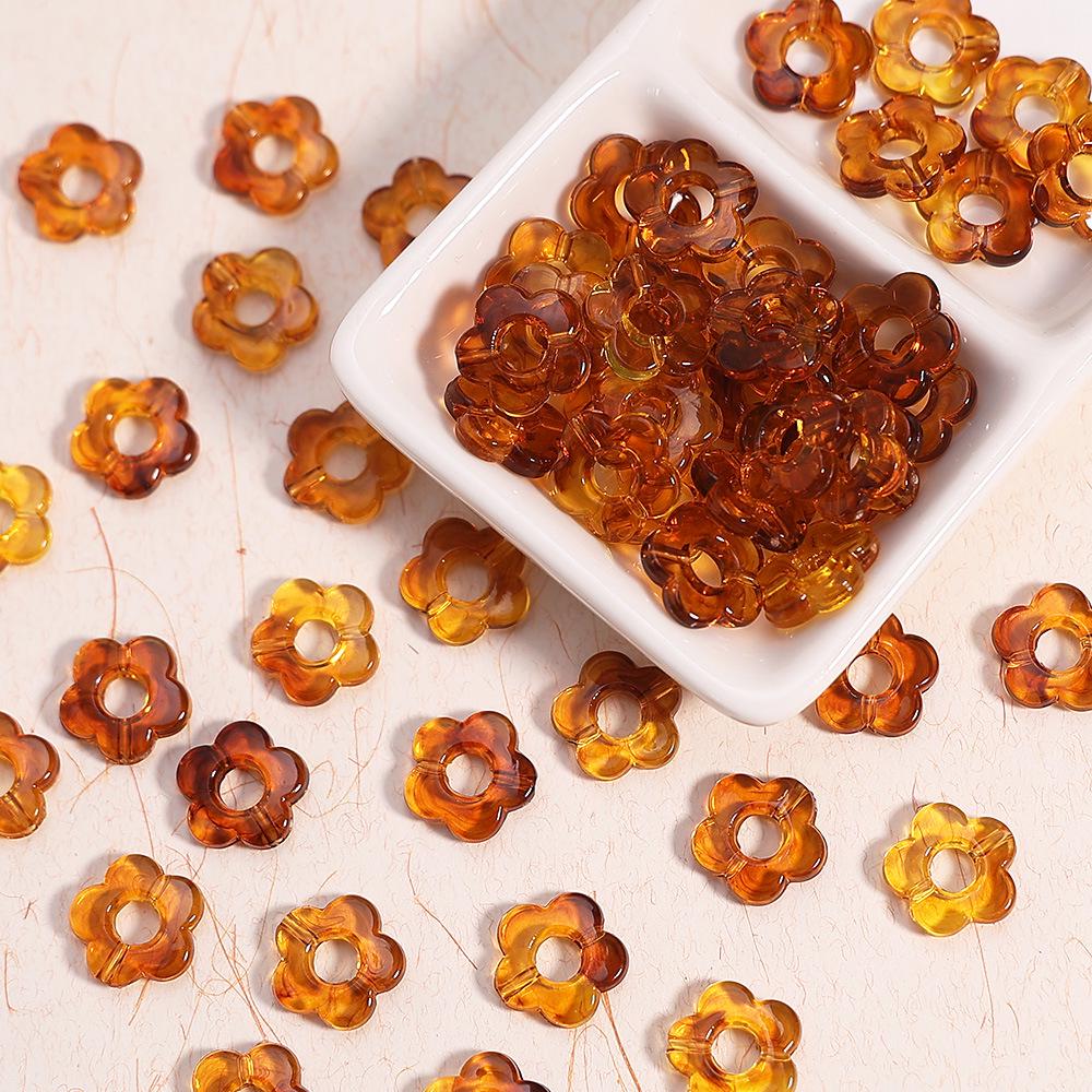 16mm Gradient Plum Blossom Resin Beads, Five-Petal Flower for Handmade DIY Bracelets & Necklaces