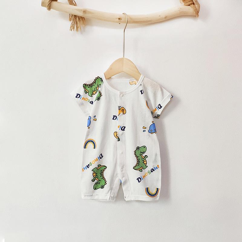 Summer Baby Bamboo Bodysuit: Lightweight, Breathable Short Sleeve Coverall for 3-24 Months