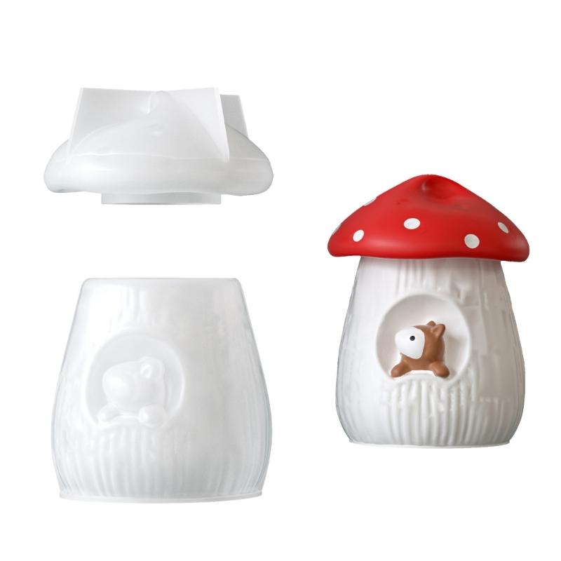 Creative Squirrel Mushroom House Silicone Mold for DIY Unique Storage Jars and Jewelry Organizers with Easy Demolding Feature 1