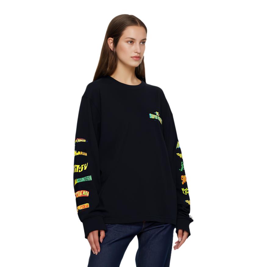 New Era SS22 Superhero Letter Pullover Sweatshirt Unisex sweatshirt Black 13075386