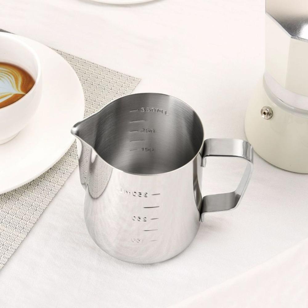 With Scale Milk Frothing Jug Stainless Steel Frother Pitcher Household Latte Art Cup  Barista