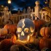 Gothic Theme Garden Statues Cracked Skull Solar Light, Halloween Glowing Outdoor Yard Decor, Spooky Waterproof Easy Installation Lawn Sculptures Lamp