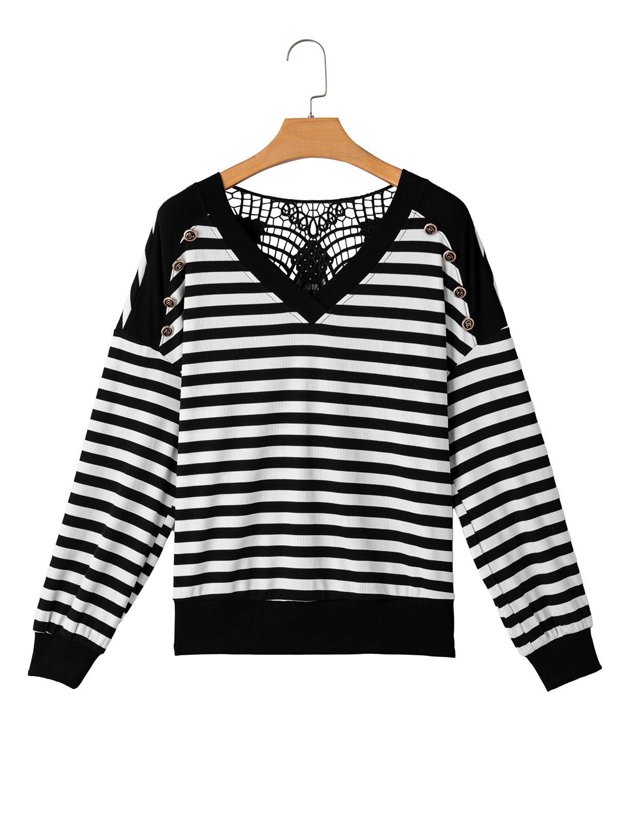 

Shiying Полосатый Трикотажный Пуловер с Цветными Блоками - Европейская и Американская Мода, Кружевная Спинка, Топ с Полыми Длинными Рукавами для Женщин (Осень зима). Medium чёрный