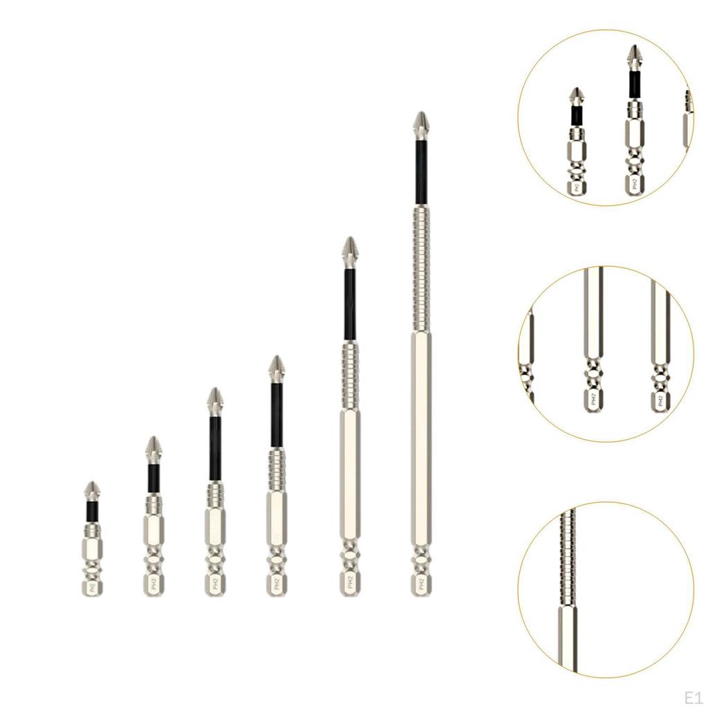 6 Pieces Screwdriver Drill, Anti Slip, Versatile, Electric Set Insert Bits for Fixing
