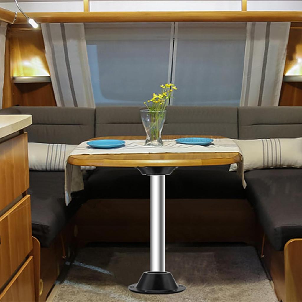 2 Pcs Aluminum RV Table Base Mount RV Dinette Table And Floor Mount Base 6 Mounting Holes Camper Table Leg Base With Mounting Screws For RV Boat