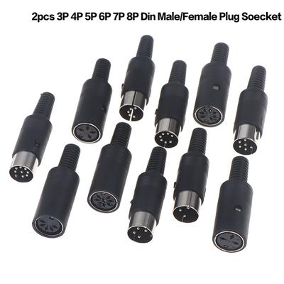 2Pcs 3P 4P 5P 6P 7P 8P DIN Male/Female Plug Soecket Jack With Plastic Handle Keyboard Cable Connector Adaper PS2 DIY Accessories