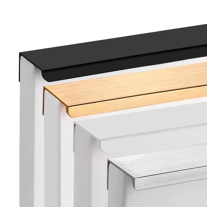 6/1Pcs Furniture Handle Brushed Household Gold Silver Matte Black Lacquer White Hidden Cabinet Handles Arc Aluminum Edge Sealing