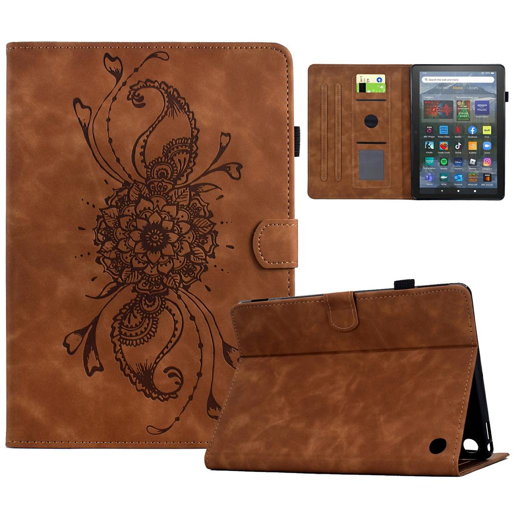 For Amazon Fire HD 8 (2022)/(2020) Case Mandala Imprinted Leather Tablet Cover with Card Slots