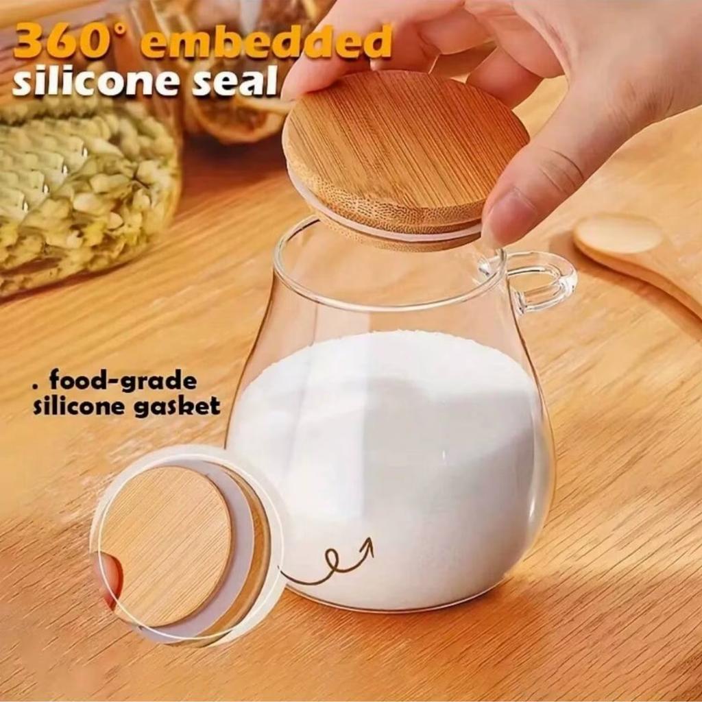 350ml Glasbecher mit Deckel und Löffeln Glas Haferflockenbecher Küchenglas Vorratsglas für Küche Hafer Milch Kaffee Obstsalat