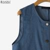 ZANZEA Women Summer Casual Round Neck Sleeveless Vest Tops