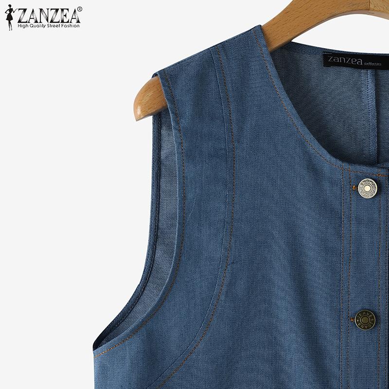 ZANZEA Women Summer Casual Round Neck Sleeveless Vest Tops