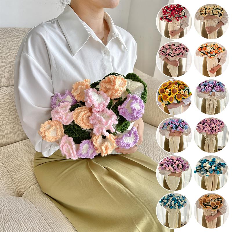 NEUE Gestrickte Rose Decke Sonnenblumenstrauß Rund Handgehäkelt Sofa Handtuch Tischdecke Weibliches Geburtstagsgeschenk Dekorative Decke