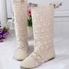Comercio exterior nuevo primavera tejido hueco botas red de botas botas altas botas Martin botas planas de una sola suela botas frescas mujer