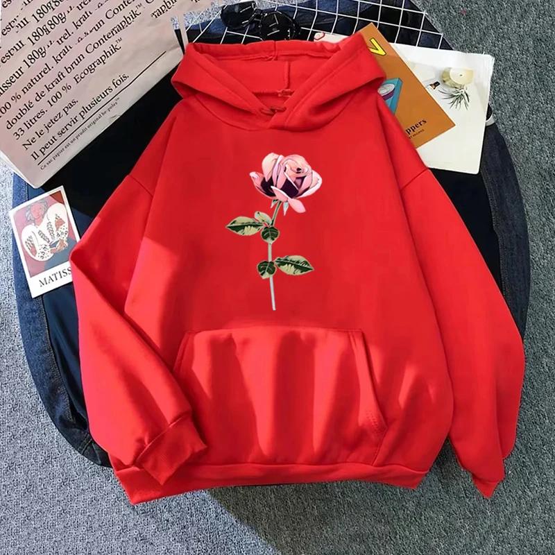 Flower Printing Womens Sweatshirts Home Casual Hoodies 2025 Fashion Pullover Tops Street Autumn Winter Hot Sales Woman Clothing