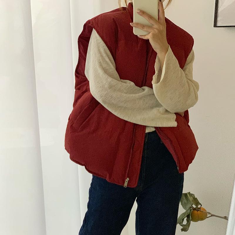 

Baseball collar down vest women s 2025 winter new fashion vest loose solid color white duck down thermal vest tide One Size