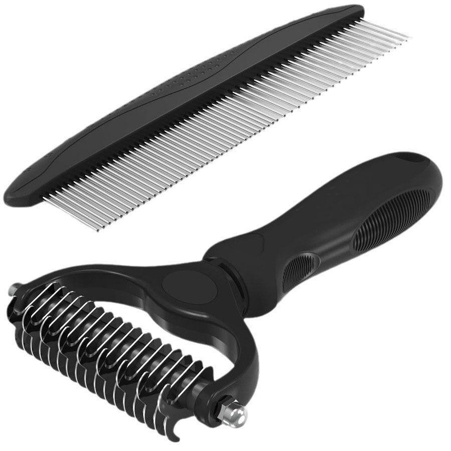Pet Hair Removal Comb for Cats & Dogs - Comfortable Knot Detangler for Grooming Kittens & Puppies