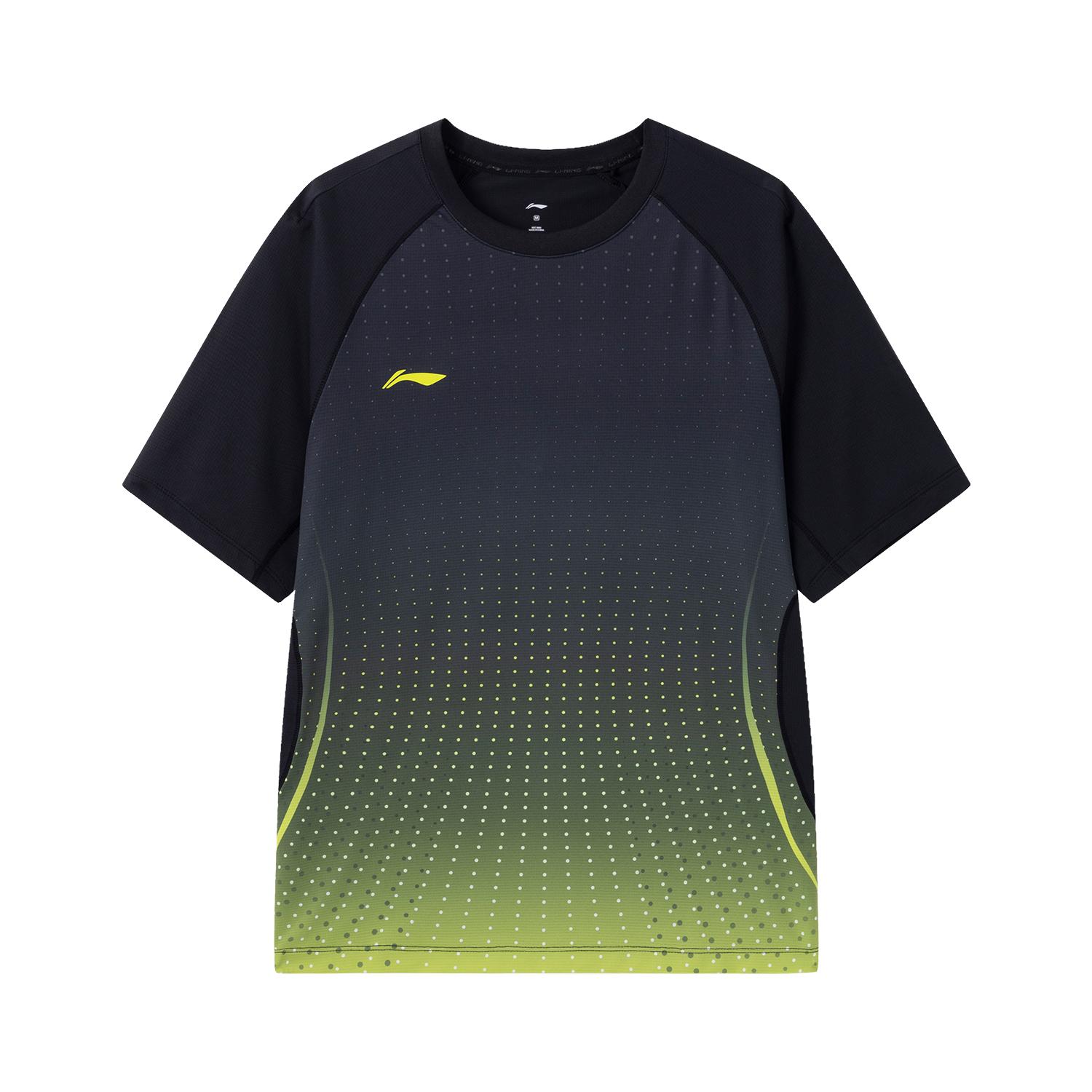 

Li-Ning Versatile Skin-Friendly Comfortable Sports Short Sleeve T-Shirt Men Tops Black Digital-Green ATSW687-1 L