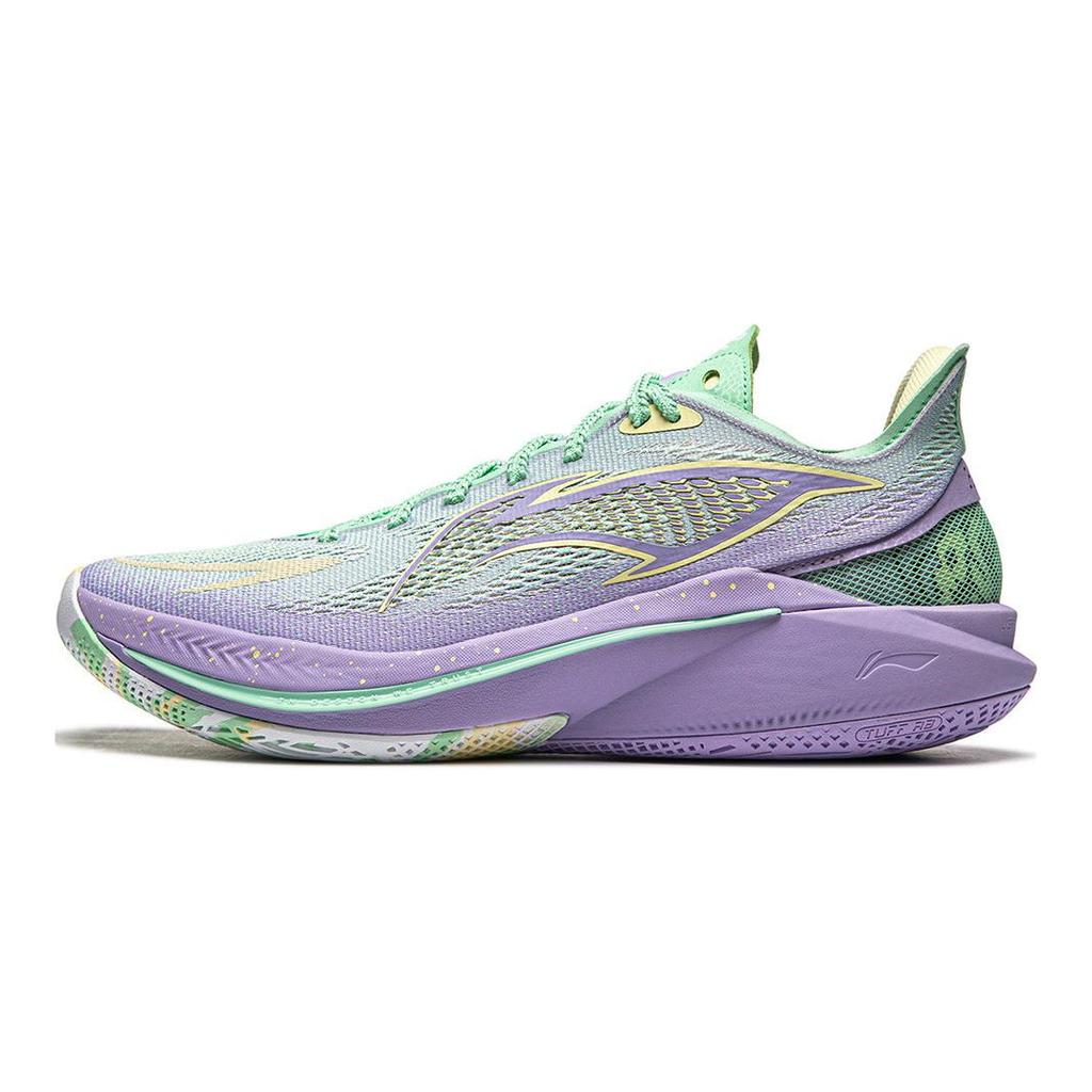 Li Ning SONIC 12 V2 Cushioning Slip Resistant Abrasion Resistant Breathable Low Top Basketball Shoes Men's Green Purple ABAU027-5