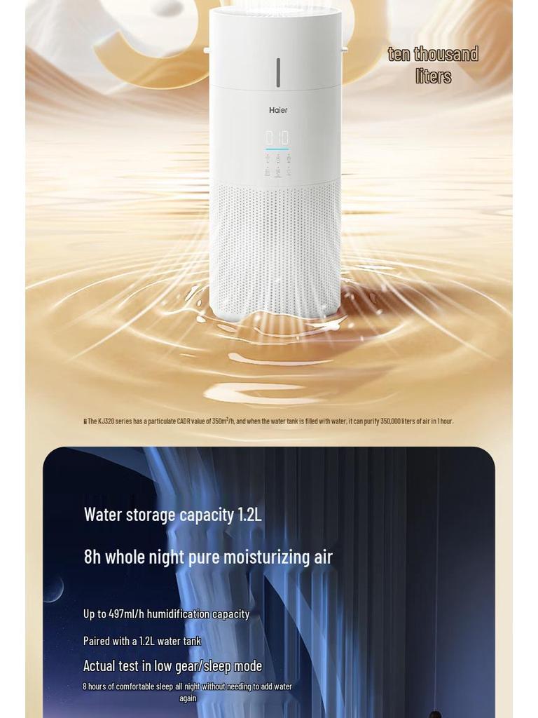 Haier Luftreiniger mit nebel freier Befeuchtung & Entfernung von Tierhaaren und Formaldehyd (Modell: KJ320F-JSQ3U1)