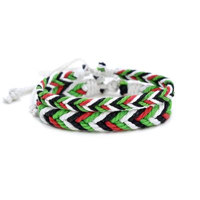 Meetvii Midden-Oosterse Arabische stijl katoenen touw geweven armbanden voor vrouwen en mannen. Eenvoudige watermeloenkleurige armbanden met nationale vlag.