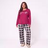 Plus Size Women Pajama Set AutumnWinter Long Sleeve Letter Print Top Plaid Sleepwear Pants Loose Ladies Soft Loungewear Homewear