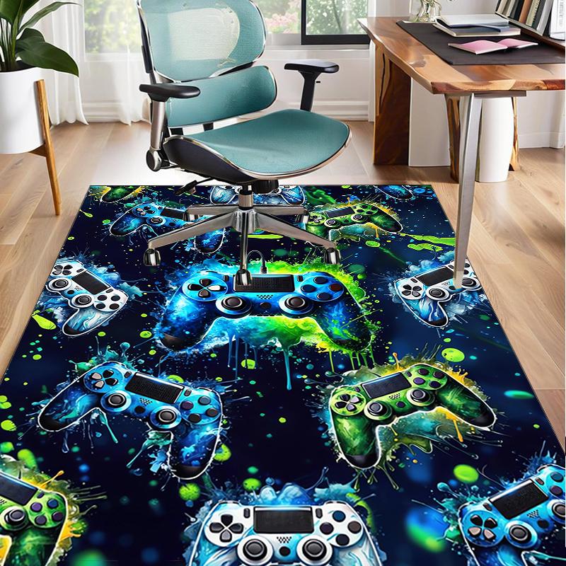 Colorful Gaming Controller Office Rug Chair Mat, Game Carpet, Suitable for Front Door, Bedroom, Living Room, Desk, Holiday Gift