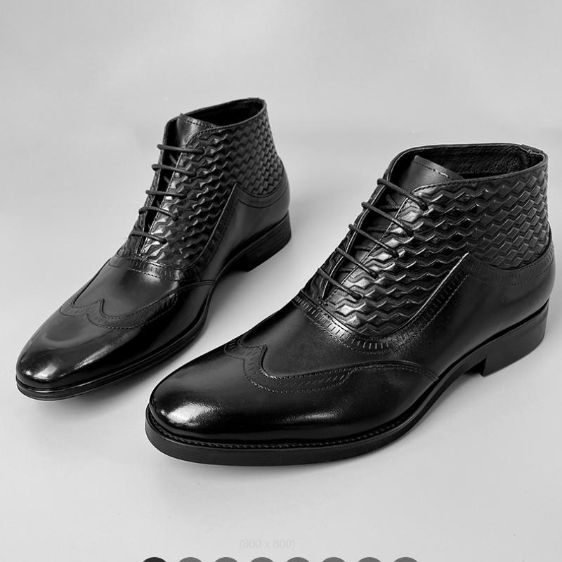 Fashion New Men's Chelsea Boots, Genuine Leather Top Layer Cowhide and Fleece Warm Shoes, Business Casual Ankle Boots Zapatos Sapat A22