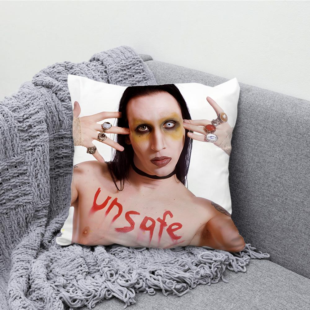 M-Marilyn M-Manson Zpěvák Povlak na polštář Měkké povlaky na polštáře pro dekoraci farmářského gauče Domácí dekorace a Ochranný povlak na polštář