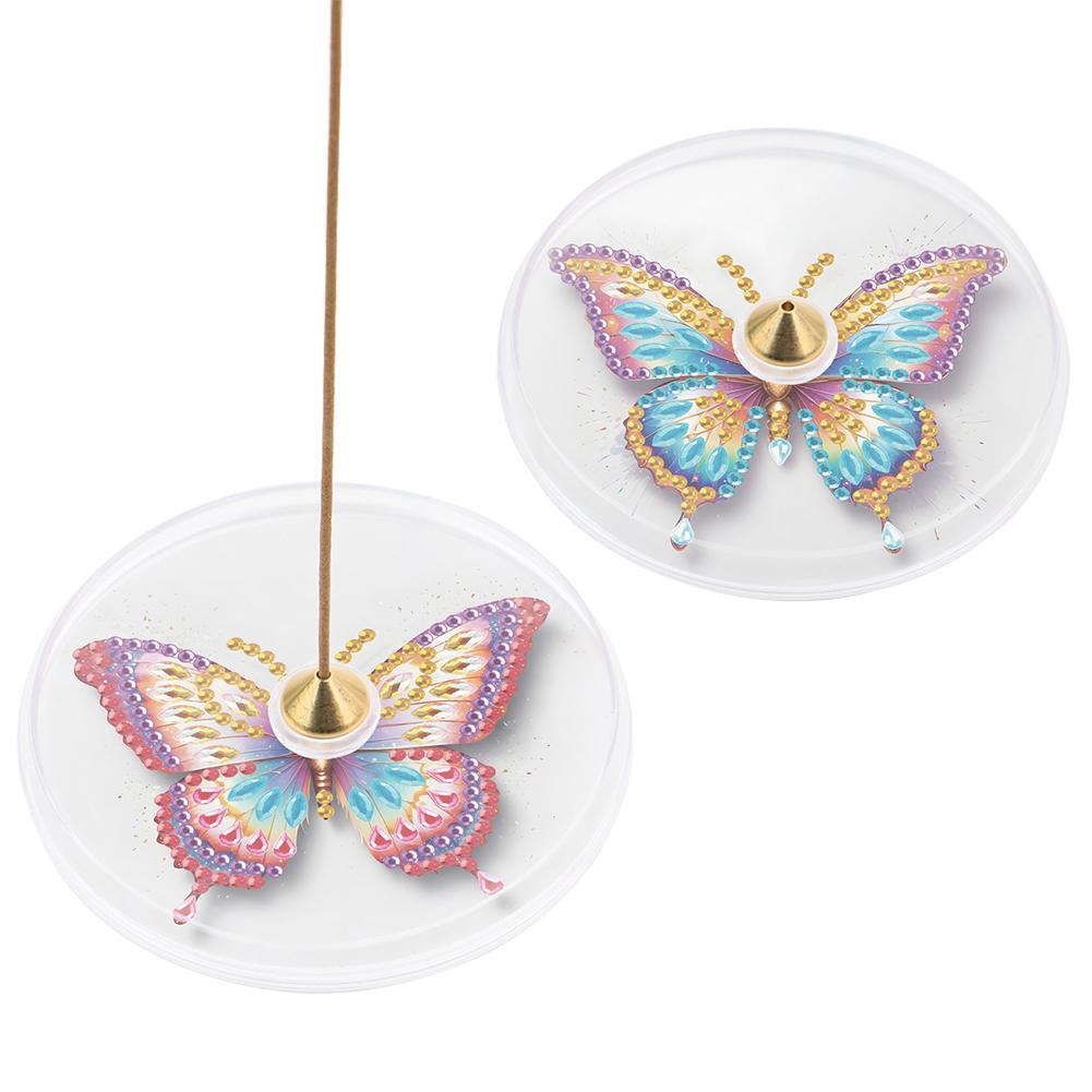2Pcs Acrylic Special Shaped Beautiful Pattern Diamond Painting Incense Holder Diamond Painting Aroma Stand for Yoga Meditation