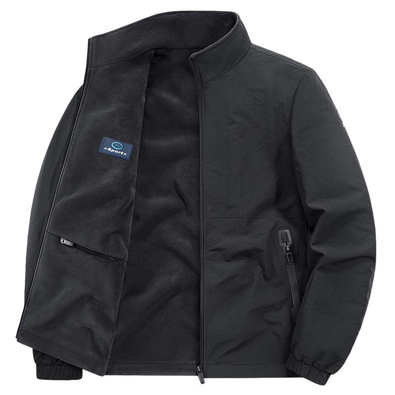 

Новая мужская повседневная куртка на весну и осень, куртка для среднего и молодого возраста со стойкой, свободный топ 5XL чёрный