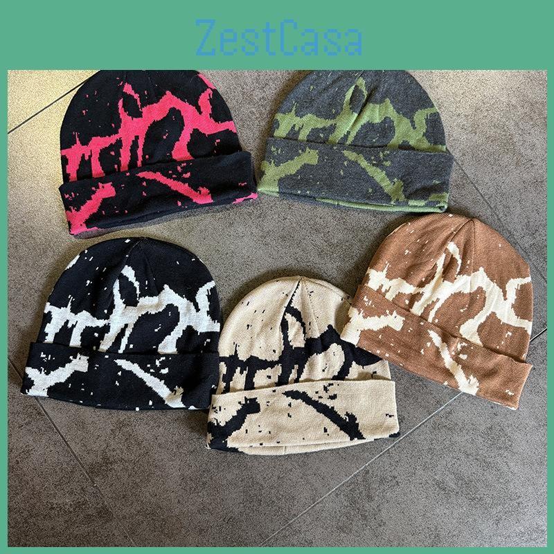 Striped Jacquard Knit Beanie Cap For Warm Winter Fashion Streetwear Hat Gift
