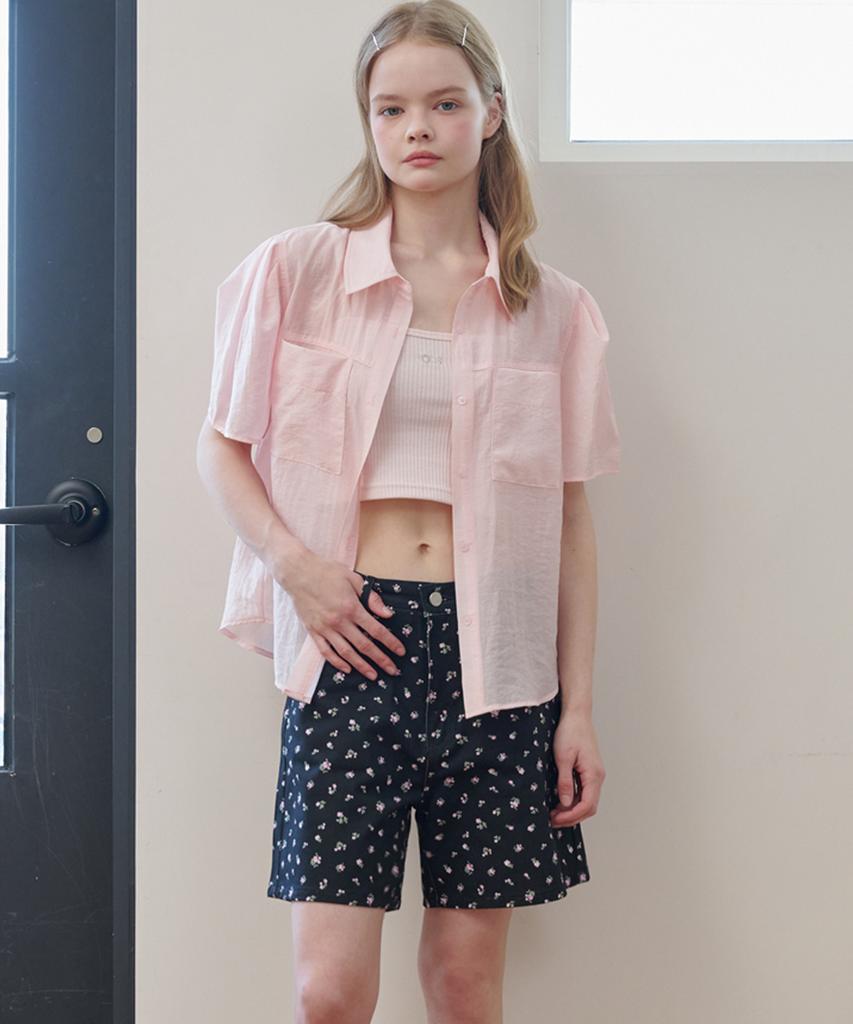OPENING SUNSHINE Vintage Flower Denim Shorts Black